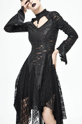 Black Dragon Spine Hole Decoration Long Sleeves Gothic Dress